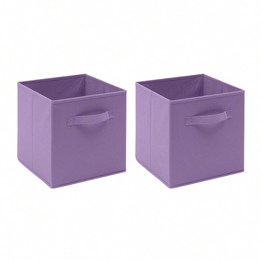 Foldable Storage Boxes Set Of 2,Non-Woven Fabric Storage Box Set,Storage Drawers For Cube Storage Unit,26.5x26.5x28 Cm - Violet Purple - View 1