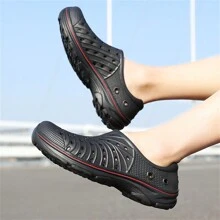 Men's Breathable Hollow Out Slip-On Sandals With Anti-Slip Soft Sole, Summer Casual Beach Shoes - Black - View 8