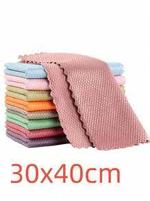 3入組柔軟的超細纖維玻璃清潔布，拋光布，可重複使用免棉絮魚鱗布，廚房碗布，廚房物品，清潔，廚房毛巾