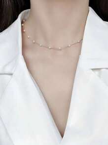 Colar com Pingente de Pérola Joias para Mulheres, Elegante e Luxuoso, Corrente de Clavícula Popular, Colar de Pérolas