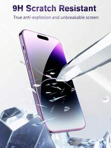 2 Miếng bảo vệ màn hình bằng kính cường lực viền màu tím mạ điện, tương thích với dòng iPhone 11/12/13/14/15 - Trong sáng - Xem 5