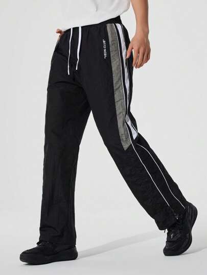  Veidoorn 1pc 男友风格男士抽绳运动裤，口袋休闲舒适慢跑裤，运动裤，男友风格男士服装，适合秋季春夏