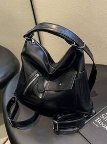 Multifunctional Leather Bag With Simple Design,Large Capacity For Handheld,Crossbody,Shoulder & Backpack,Suitable For Daily Commute And School,School Bag,Portable,Large Capacity,For Teen Girls Women College Students,College,Middle School,High School,Stadium,Sports,Perfect For Back To School