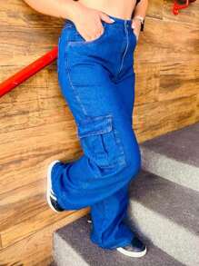 Women Jeans - 寶藍色 - 查看 1