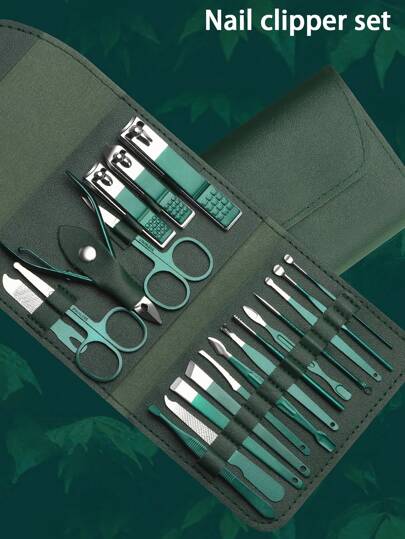 Manicure Set Nail Clippers Pedicure Kit, Professional Stainless Steel Grooming Kit Nail Care Tools With Luxurious Buckle Travel Leather Case For Thick Nails Men Women Gift