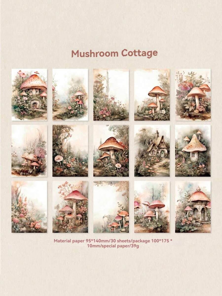 1pack/30sheets TearAble Scrapbook Material Paper, American Vintage