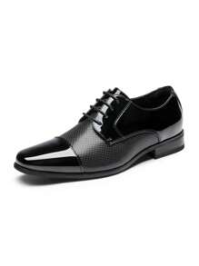 Men's Oxfords Lace-Up Comfortable Fashion Shoes For Wedding Office Work Valentines - Black - View 8