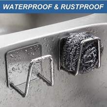 1 Giá phơi bồn rửa bằng thép không gỉ, Giá để miếng bọt biển không cần khoan, Giá để miếng bọt biển gắn tường, Giá để lỗ thoát nước bồn rửa bằng thép không gỉ - Bạc - Xem 7