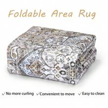 Boho Chic Washable Area Rug Washable Rug Vintage Soft Floral Distressed Print Carpet Non-Slip Non-Shedding Low-Pile Throw Thin Bedroom Rugs For Living Room Dining Room - Màu Khaki - Xem 8