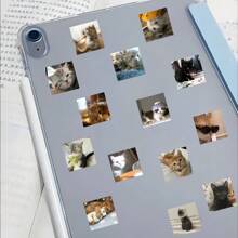 63 pièces Autocollants imperméables en PVC imprimés avec des griffonnages de chats flous, repositionnables, pour ordinateur portable, tasse, planche à roulettes, décoration de réfrigérateur, DIY-Q-4562, autocollants, décalcomanie murale, décalcomanie en vinyle pour décorations de la maison, articles de décoration de printemps pour rafraîchir votre maison, autocollants de décoration de fête, cadeaux pour anniversaire et remise de diplômes