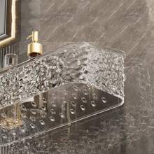 1 Pièce Rack De Rangement De Salle De Bain À Motif De Glacier; Lavabo Sans Perforation Monté Sur Le Mur; Organisateur De Dessus De Table De Lavabo