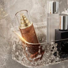 1 Pièce Rack De Rangement De Salle De Bain À Motif De Glacier; Lavabo Sans Perforation Monté Sur Le Mur; Organisateur De Dessus De Table De Lavabo