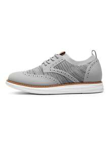 Men's Mesh Lace-Up Oxfords Sneakers Casual Dress Lightweight Walking Shoes 2.0 EVA Midsole MD Outsole - Xám - Xem 6