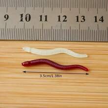 50/100/200入軟體蟲釣魚餌 - 紅色蛆形塑料餌,具有逼真的蟲子設計和魚香味道 - 彩色 - 查看 6