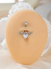 迷人的翼狀穿孔肚臍環,適用於女性聚會/假日裝飾 - 銀色 - 查看 1