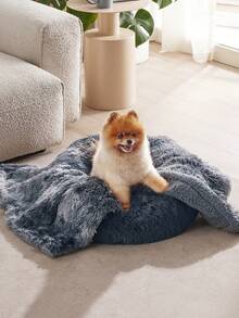 Waterproof Dog Blankets For Dogs - Calming Cat Blanket For Couch Protector Washable, Long Fau X Fur Pet Blanket For Puppy, Reversible Furniture Protection - Tie-dye Grey - 查看 8