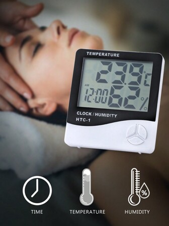 HMQ beauty Electronic Thermometer Hygrometer Lcd Digital Temperature Humidity Meter Adjustable Indoor Weather Station With Eyelash Extension Tool