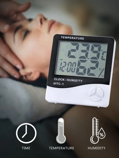 HMQ beauty Electronic Thermometer Hygrometer Lcd Digital Temperature Humidity Meter Adjustable Indoor Weather Station With Eyelash Extension Tool