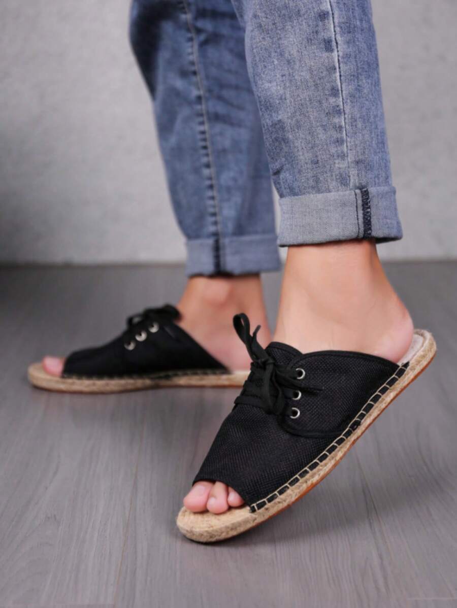 Sandali da pescatore in lino originali estivi con suola, aperti sulla punta, intrecciati a mano, ciabatte casual traspiranti, scarpe in tessuto di stile coreano