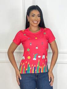 Women T-Shirts - Màu Hồng Tươi - Xem 1