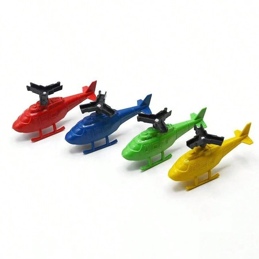 1pc Handle Pull String Powered Helicopter Toy, Outdoor Fun Flight Toy, No Battery Required, The Harder You Pull The Higher It Flies, Suitable As Small Birthday Gift And Birthday Present For Party - Multicolor - View 1