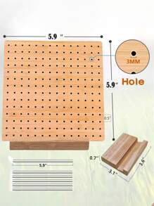5.9英寸鉤織方形阻塞板,帶針6支不銹鋼針,竹木板適用於編織鉤花軟木方格套件禮物