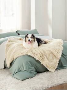 Waterproof Dog Blankets For Dogs - Calming Cat Blanket For Couch Protector Washable, Long Fau X Fur Pet Blanket For Puppy, Reversible Furniture Protection - Cream - 查看 3