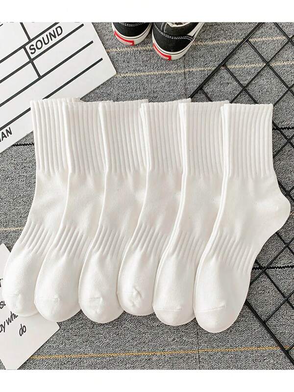 5 Pairs Of Men's Spring/Summer New Couple Casual Round Neck Tennis Socks