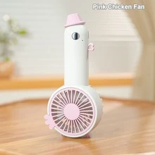1個可充電的手持式迷你小雞風扇,3檔風速調整,可置於桌面或手持 - 粉色 - 查看 2