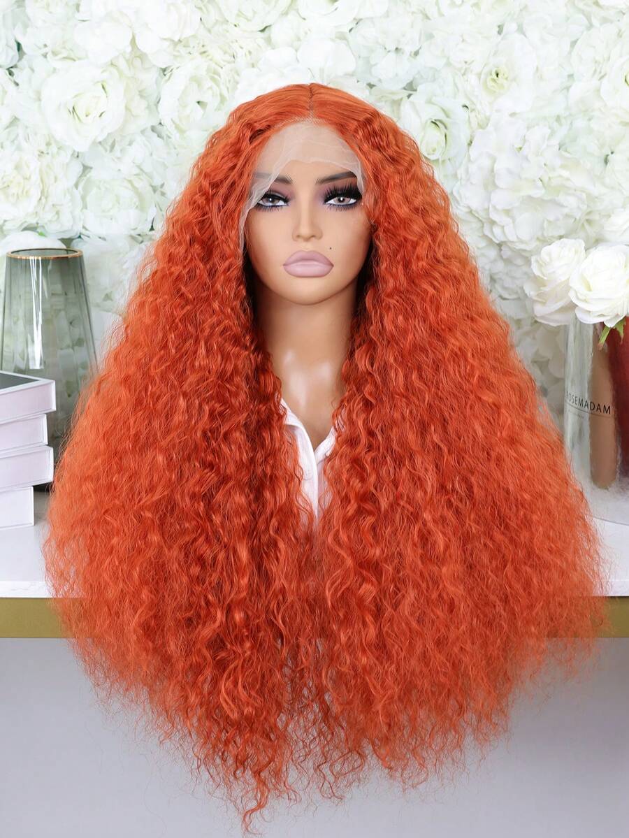 Preplucked Soft 26 Inch 180 Density Long Kinky Curly Lace Front Wig