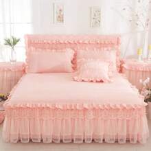 Falda De Cama De Encaje Estilo Princesa, Protector De Colchón, Funda De Cama, 1 Ud.