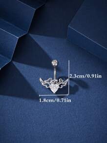 迷人的翼狀穿孔肚臍環,適用於女性聚會/假日裝飾 - 銀色 - 查看 3