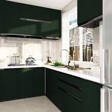 1 卷深绿色自粘墙纸，可撕下并粘贴，尺寸为 15.74 英寸 X 397.3 英寸，哑光绿色接触纸，防水可移除乙烯基墙纸卷，适用于卧室、浴室、厨房台面、橱柜、家具装饰、翻新贴纸、可撕墙板、墙纸、壁纸、春季装饰品，让您的家焕然一新，拉玛装饰贴纸 - 墨綠色 - 查看 11