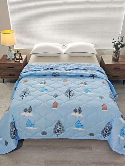 1 st flerfärgad borstad bomullsfilt, modern aktivt tryck sommarlätt filt, lämplig för hemmet sovrum vardagsrum bilresor