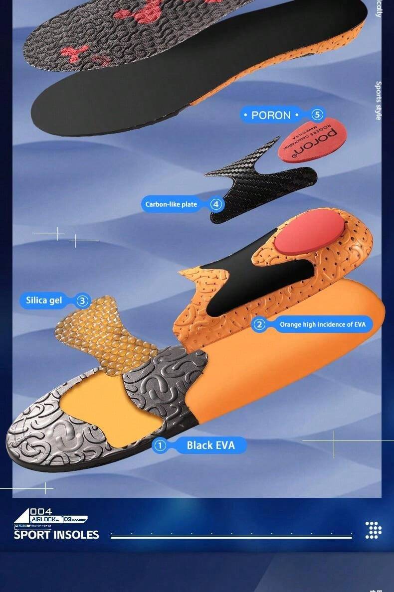 Sports Insoles Eva Shock Absorbing & Carbon Fiber Plate Design, Enhance