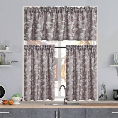 ستارة نافذة تصميم أوراق الجاكار بجيب قضيبي قطعة واحدة