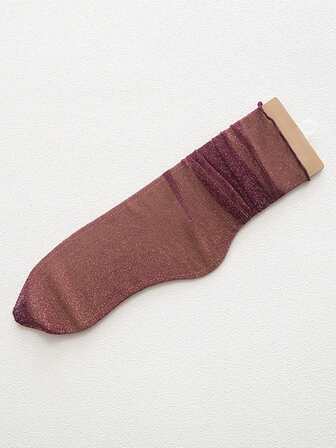 1 par damstrumpor med silver- och guldfärgad volangkant, tunna, transparenta meshstrumpor, glänsande glitternätgarnsstrumpor, vår/sommar