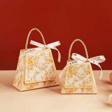 10pcs, European Style Floral Design Candy Box Wedding Favor Box - High-Grade Candy Bag With New Design Suitable For Wedding Engagement Gift, Mother's Day Birthday Gift, Wedding Decoration, Party Favors, Banquet Decoration - Champagne - View 2