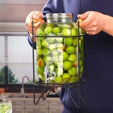 Glass Dispenser Jar With Faucet For Beverage, Juice, Lemonade, Kombucha, Home Sealing Container - Clear - View 5