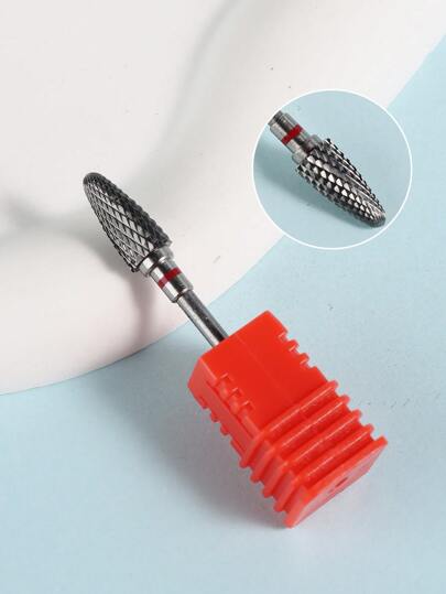 1 pieza Broca de uñas roja Cabezal de esmerilado de manicura Burr de cutícula Herramientas removedoras para pedicura para uñas acrílicas y de gel Cabezal de lijado de acero de tungsteno