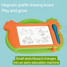 1入迷你磁性兒童畫板玩具，家庭塗鴉寫生本，可愛造型寫字板，3-6歲男女兒童教育玩具（隨機顏色） - 彩色 - 查看 4