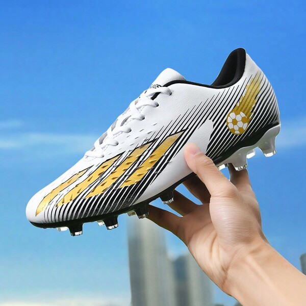 Un Nuevo Par De Zapatos De Fútbol Rayados Para Hombres Y Mujeres Con Púas Largas Ag, Zapatos De Entrenamiento Antideslizantes Para Césped Al Aire Libre, Botas De Fútbol Para Deportes Profesionales, Zapatillas Altas Con Púas Largas