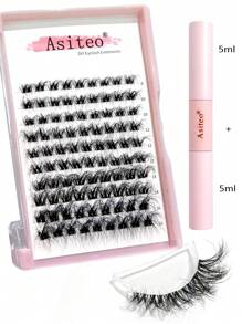 Asiteo 90 Pcs DIY Lash Segmented Natural Look Faux Mink Lashes Fluffy Messy 3D Cluster D Curl Lashes Mix Individual Eyelashes Extensions - 彩色 - 查看 6