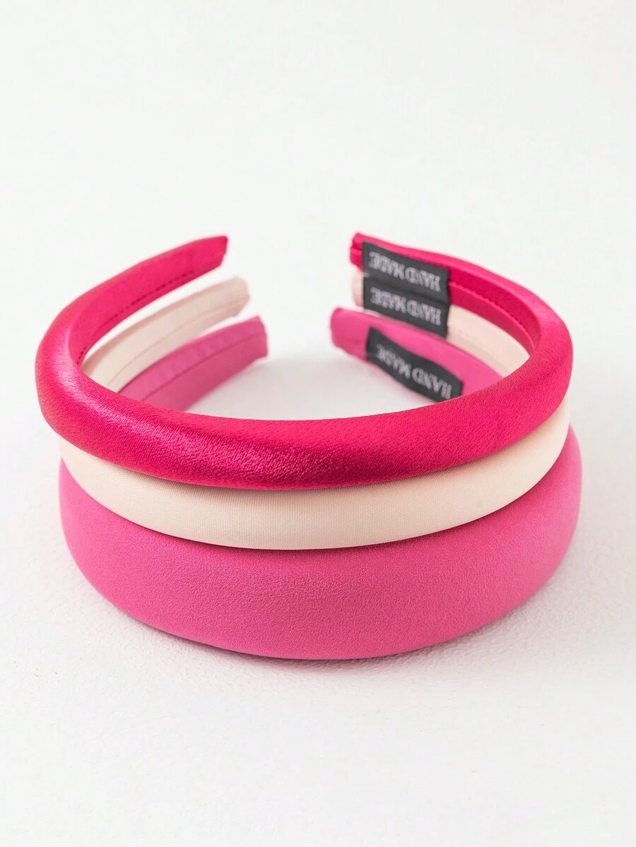 3pcs/Set Pink Hair Hoop Combination With Light Tone, Fresh Style - Multicolor - View 1