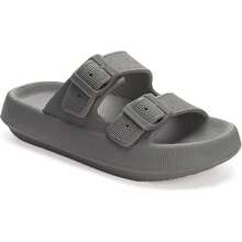 Haute Edition Women's Two Buckle Foam Pillow Cloud Slides - 灰色 - 查看 1