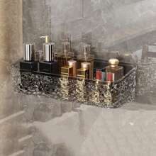 1 Pièce Rack De Rangement De Salle De Bain À Motif De Glacier; Lavabo Sans Perforation Monté Sur Le Mur; Organisateur De Dessus De Table De Lavabo