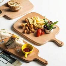 1pc Large Wooden Pizza Tray/Cheese Board/Dessert Tray/Steak Platter/Cutting Board/Fruit Plate, Multi-Function Household Easily Cleaned Serving Tray, Elegant For Restaurants