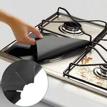 4 Tấm Thảm Bảo Vệ Bếp Gas Chịu Nhiệt Độ Cao-Chống Dầu Và Có Thể Giặt Được-Sự Lựa Chọn Lý Tưởng Cho Khu Cắm Trại Nhà Bếp Cắm Trại - màu đen - Xem 4