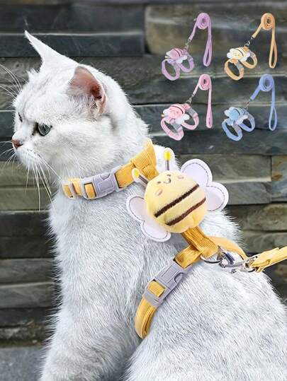 Cute Bee-Shaped Cat Leash, Anti-Escape Cat Harness With Adjustable Chest And Back Straps