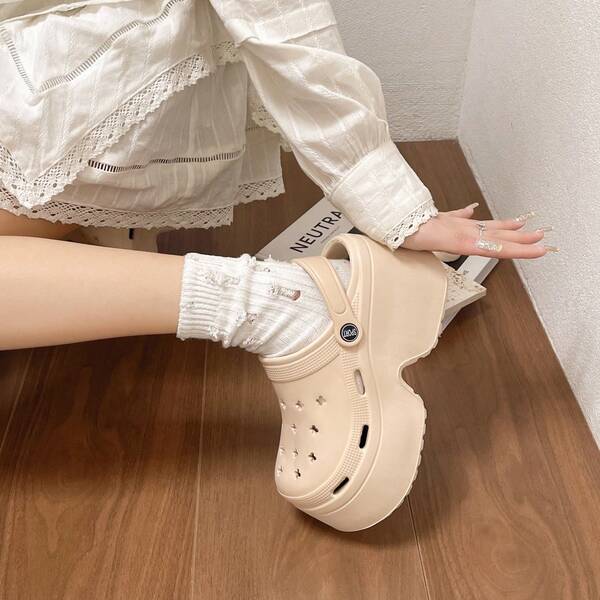Women's Thick Platform High-Heeled Hole Shoes, Slippers, And Sandals